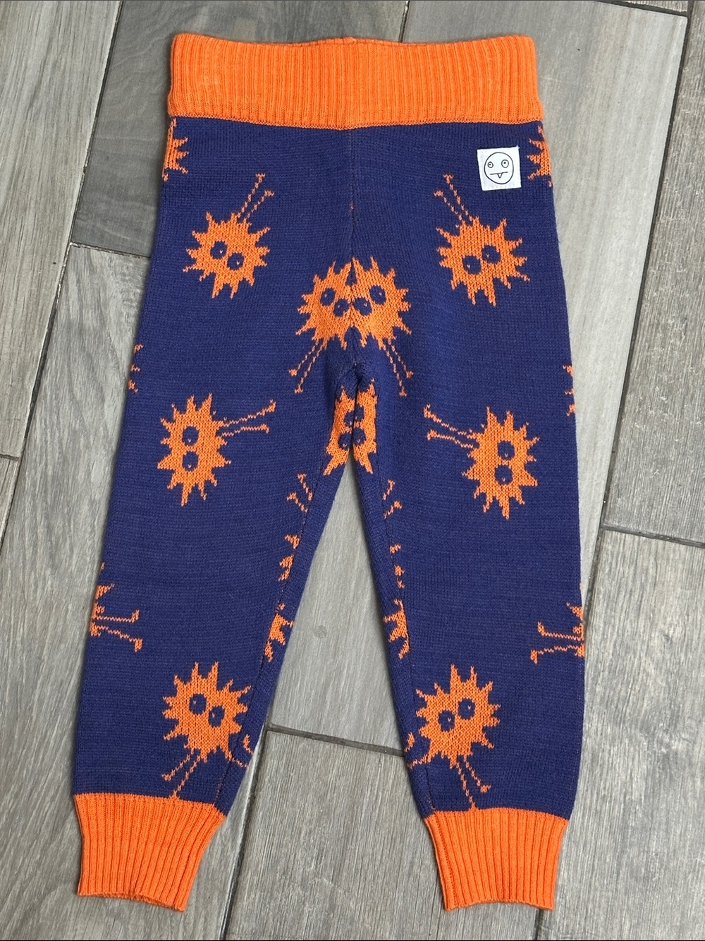 NEW Indikidual Navy Orange Pants Pull On Monster Print Robbers Leggings 2T/3T
